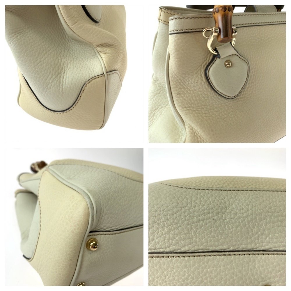 GUCCI Bamboo Ivory Brown Gold Hardware Leather 308360 Shoulder Bag Handbag 2w... - Picture 4 of 9